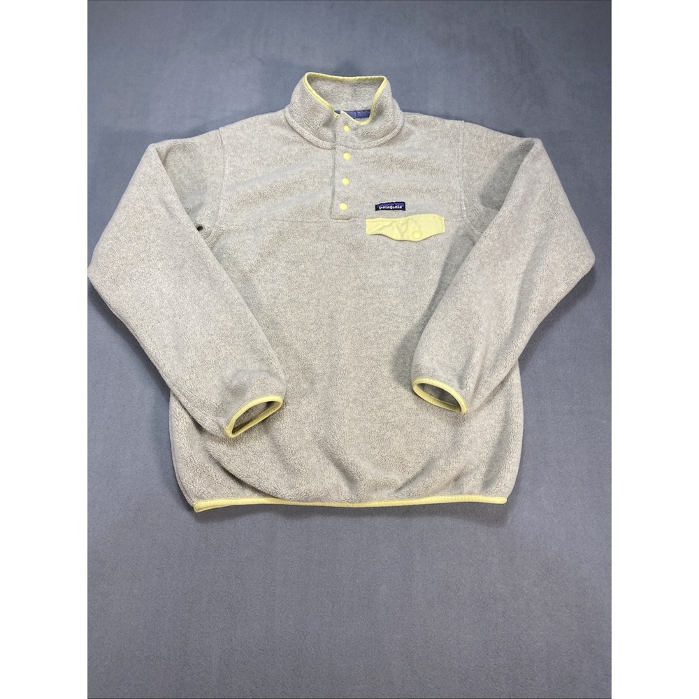 Patagonia Synchilla‎ Women Sm Fleece Snap Pullover Oatmeal Heather Yellow 25455